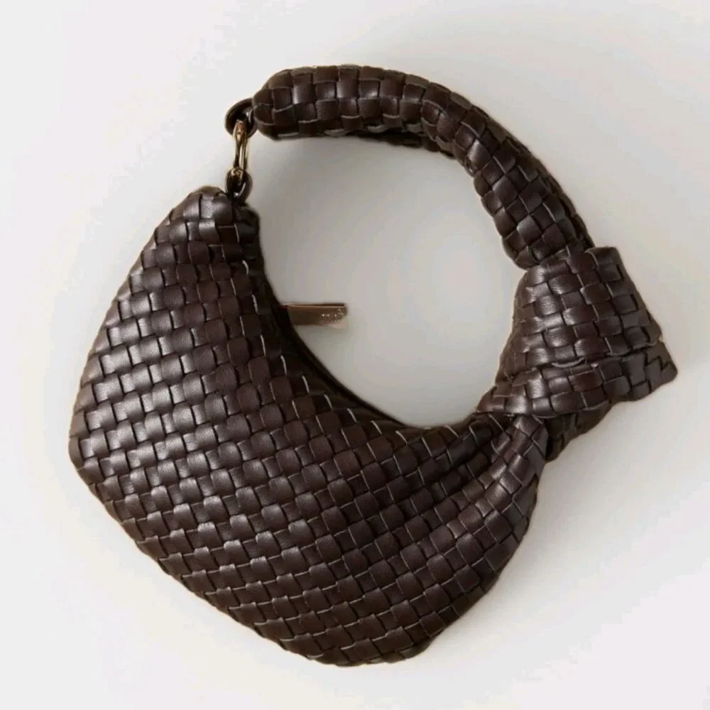 Anthropologie Melie Bianco Mini Brigitte bag charm Brown Faux-Leather NWT
